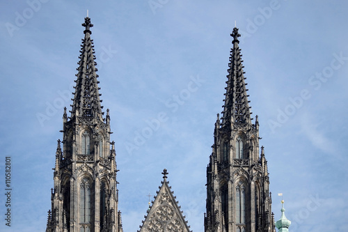 Spires of St Vitus Cathedral in Prague