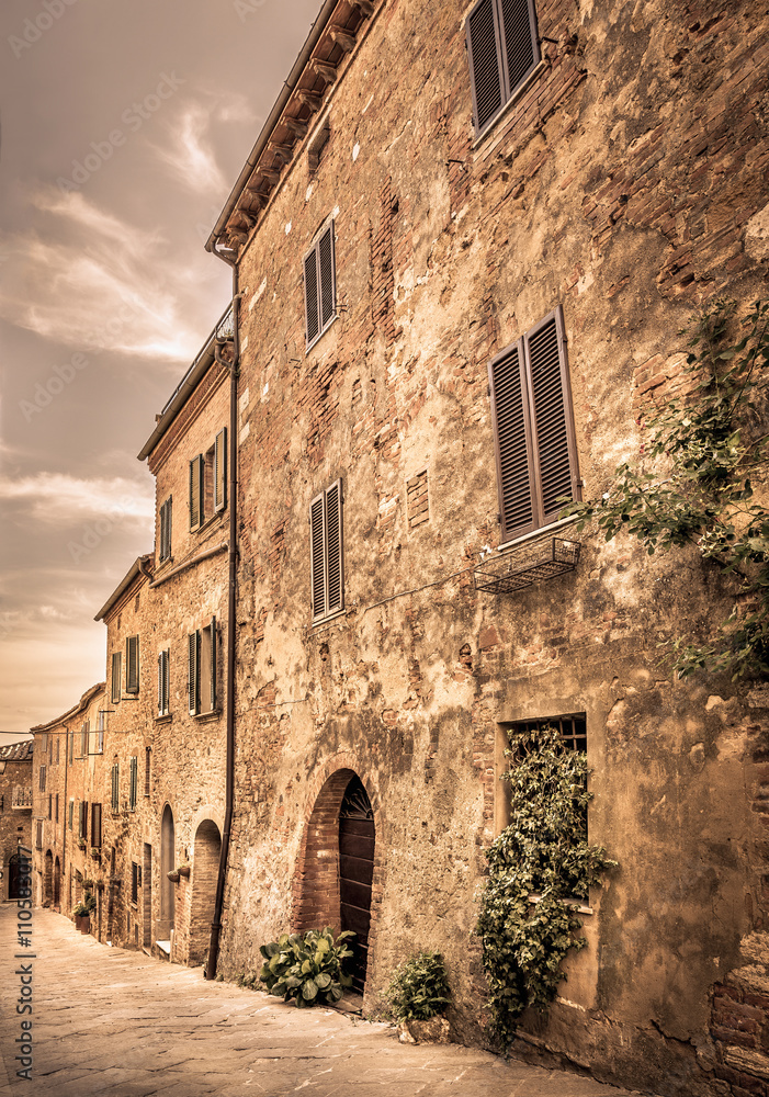Beautiful street of Montisi, Tuscany
