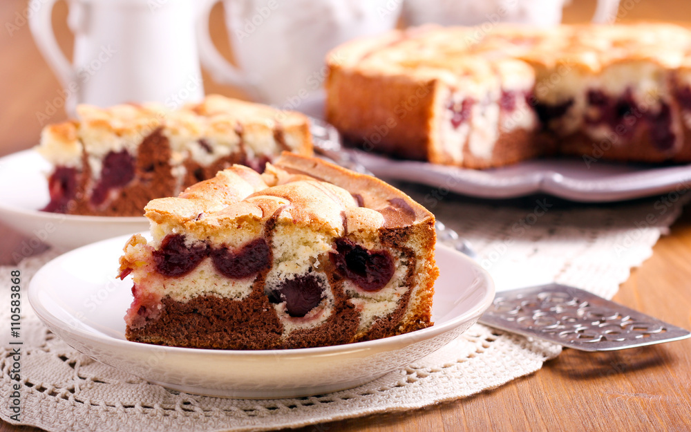 Marble sponge cake with cherry Marble sponge cake with cherry