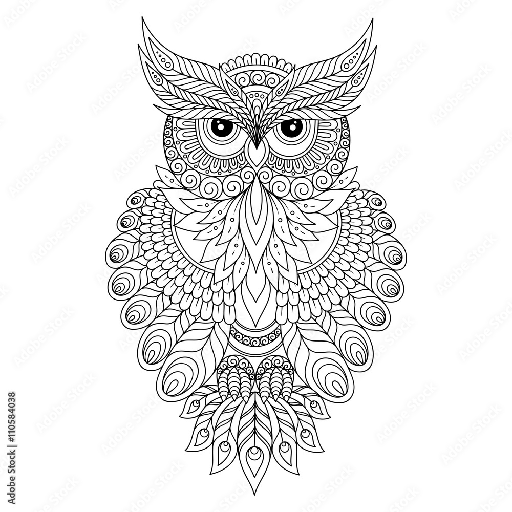 Naklejka Decorative ornamental Owl.