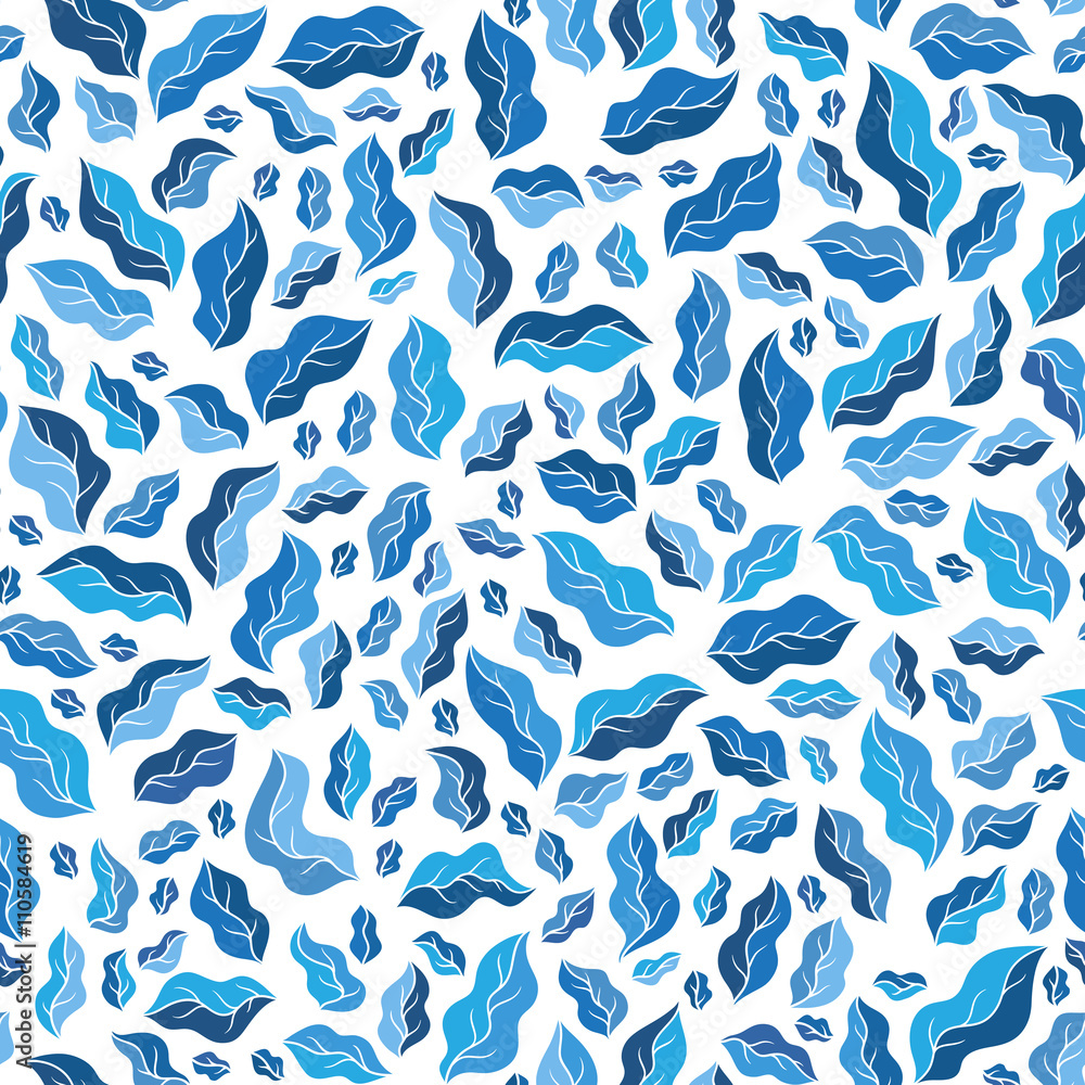 Floral seamless pattern with blue leaves. Floral seamless pattern with blue leaves.