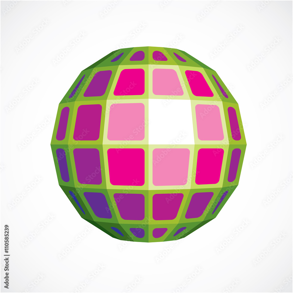 Purple faceted orb created from squares, dimensional vector sphere Purple faceted orb created from squares, dimensional vector sphere