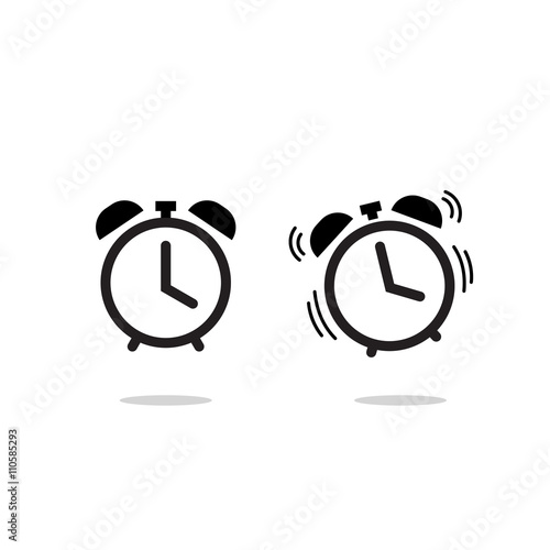 Clock alarm icon vector  isolated on white background, simple line outline art style, alarm clock ringing icon modern design