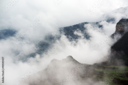 Mountains covered with clouds