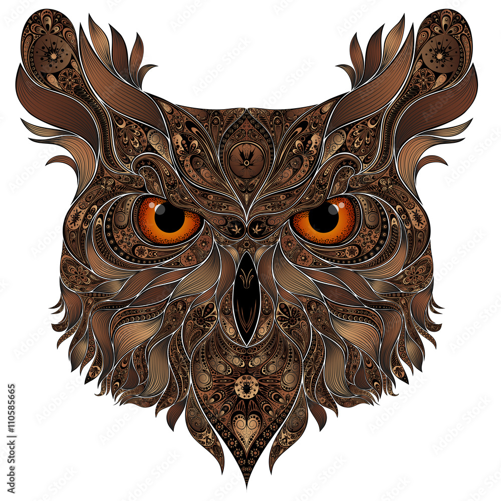 Fototapeta premium Beautiful brown owl vector patterns