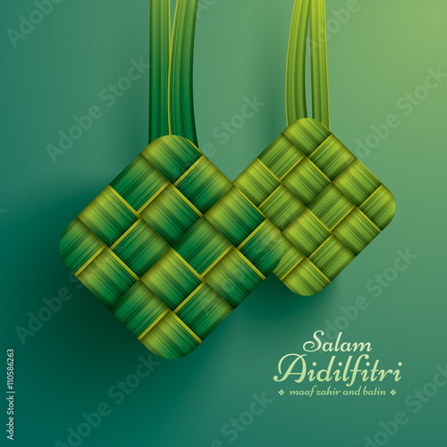 Ketupat (rice dumpling). Salam Aidilfitri means celebration day. Maaf zahir dan batin means please forgive (me) outwardly and internally.