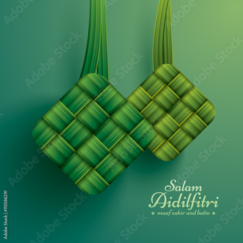 Ketupat (rice dumpling). Salam Aidilfitri means celebration day. Maaf zahir dan batin means please forgive (me) outwardly and internally.