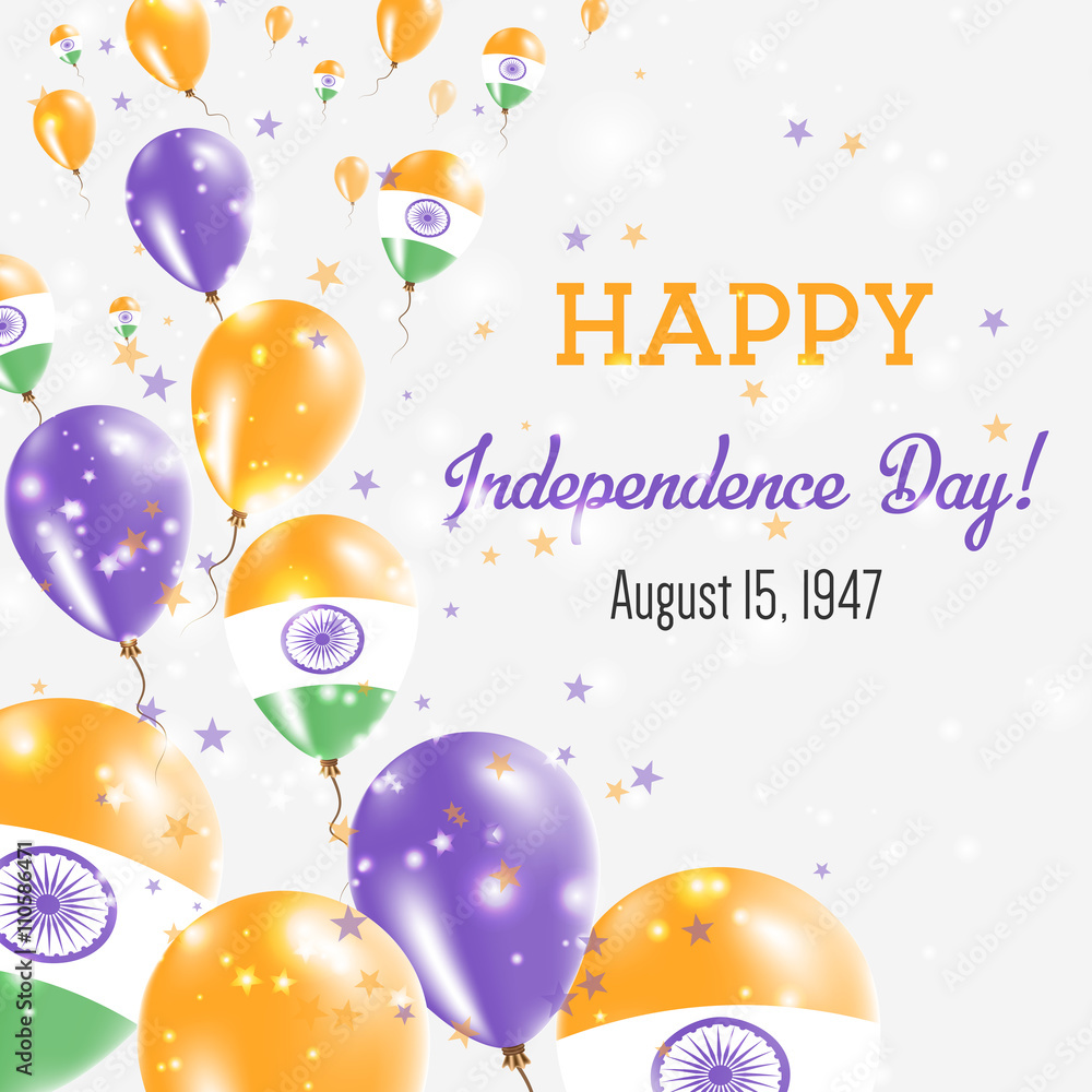 India Independence Day Greeting Card. Flying Balloons in India National Colors. Happy Independence Day India Vector Illustration. India Independence Day Greeting Card. Flying Balloons in India National Colors. Happy Independence Day India Vector Illustration.