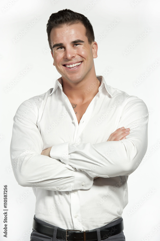 Athletic White Male in Fitted Shirt Athletic White Male in Fitted Shirt