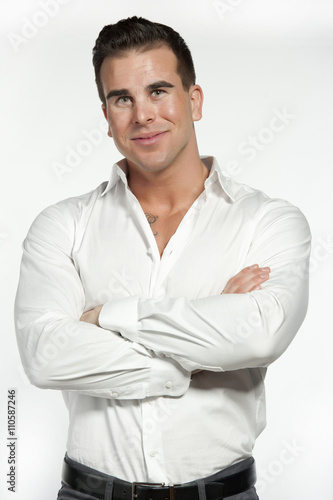 Athletic Male in White Fitted Shirt © EugeneF