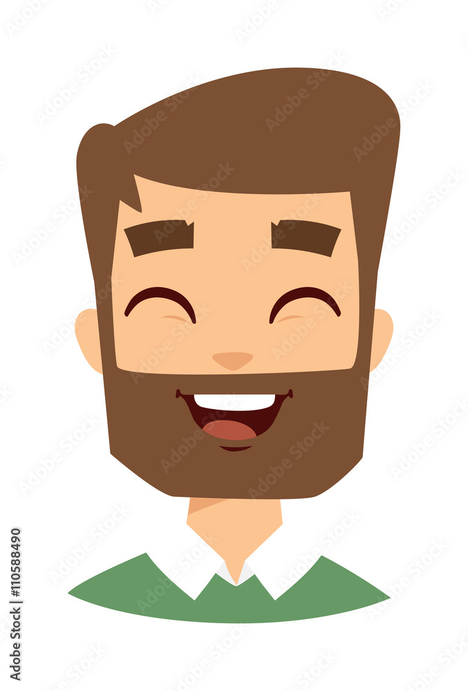 Happy hipster face vector illustration.