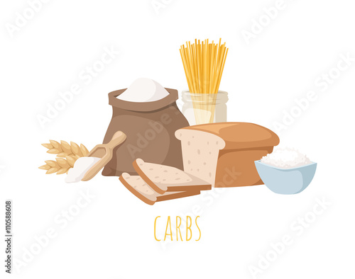 Carbohydrate food vector illustration.