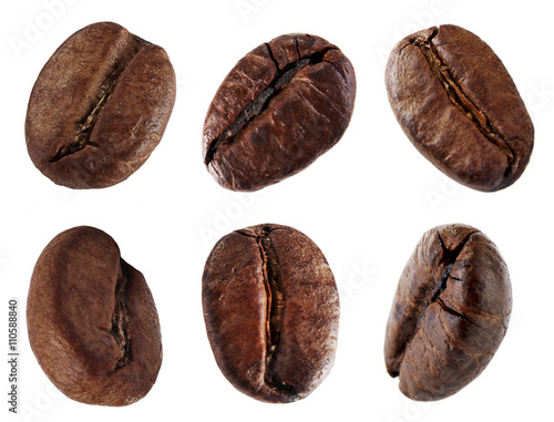 Set coffee beans isolated on white