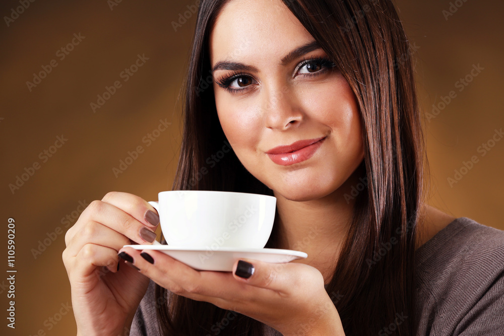 Portrait of pretty woman with cup of coffee Portrait of pretty woman with cup of coffee