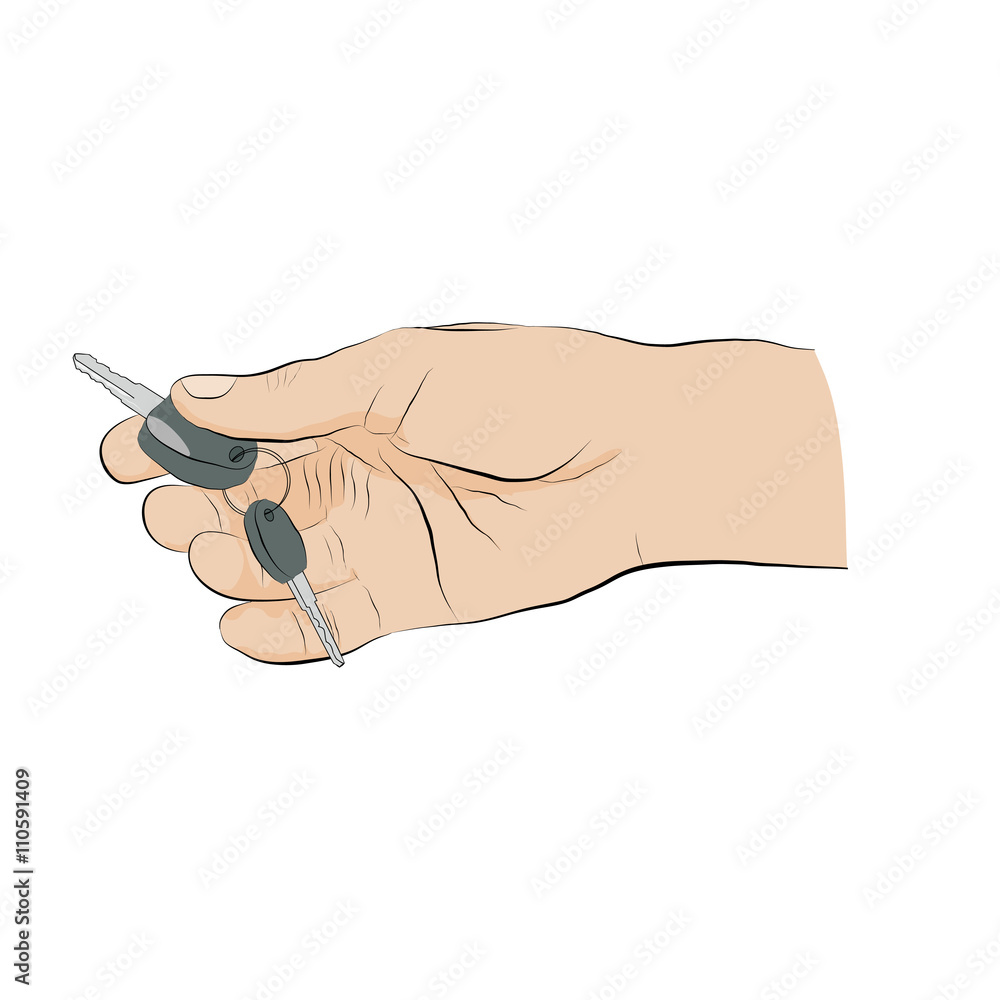 Fototapeta premium Man holding key. Hand with key - icon.