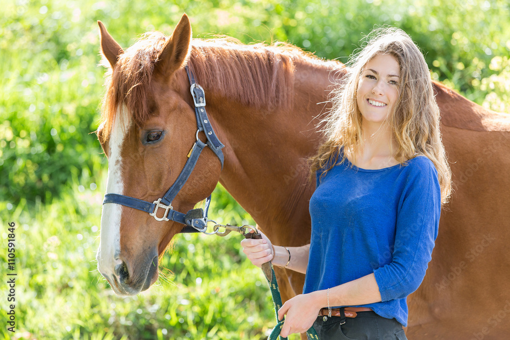 Fototapeta premium Girl and horse