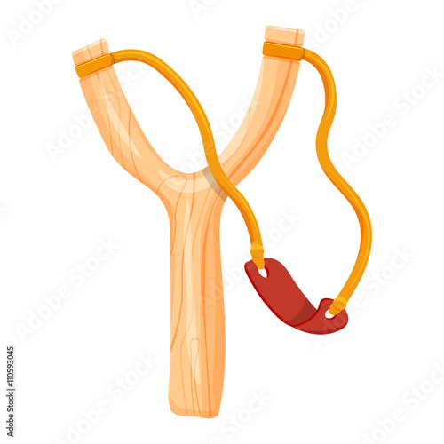 wooden slingshot vector illustration isolated on white background
