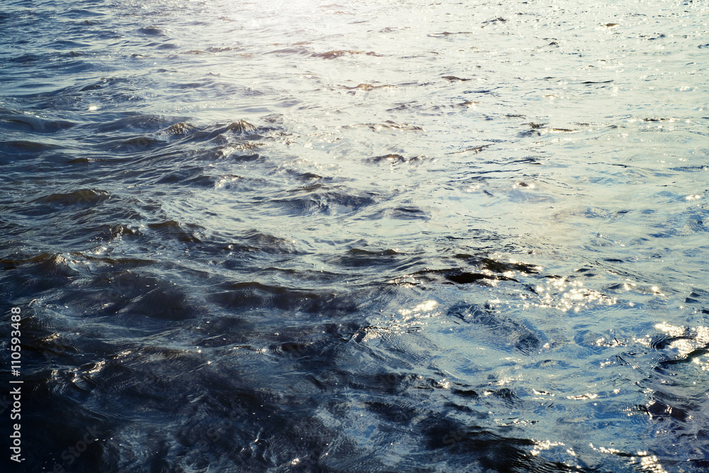 Water surface with ripples and sunlight reflections Water surface with ripples and sunlight reflections