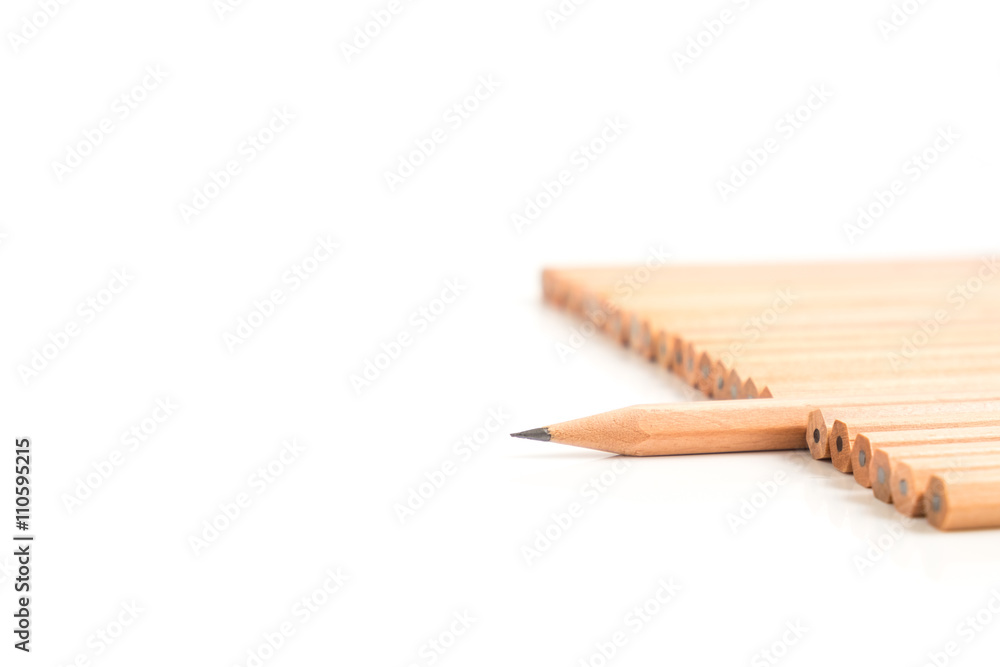 Sharp brown pencil stand out of the other brown pencils Sharp brown pencil stand out of the other brown pencils