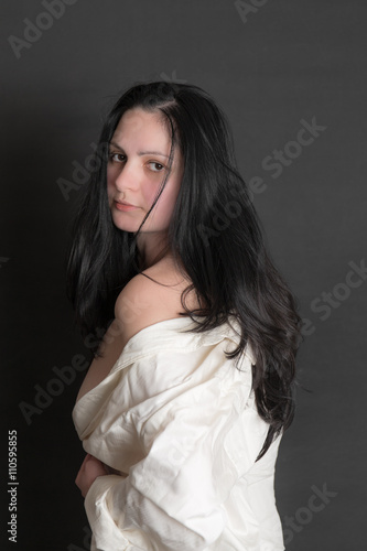 woman in a white shirt