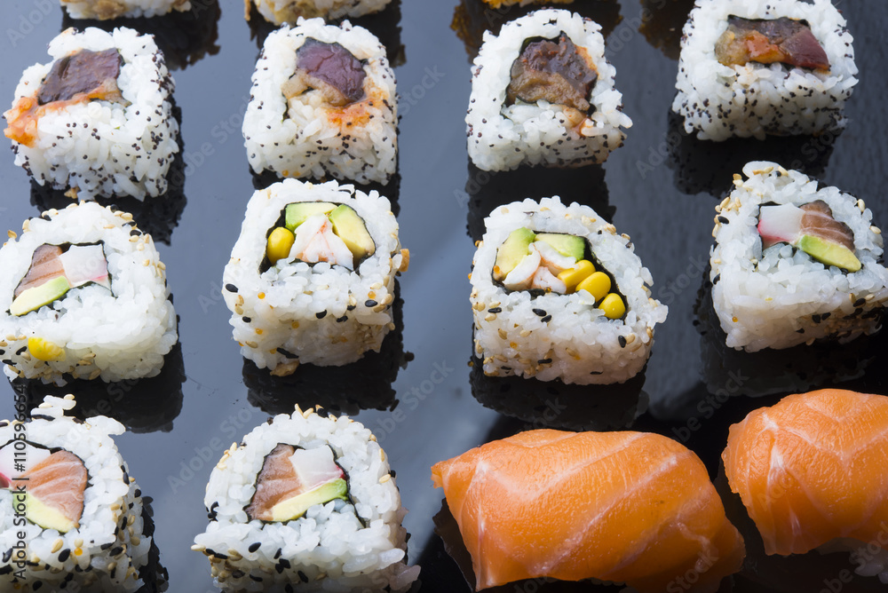 Sushi set isolated on black background Sushi set isolated on black background