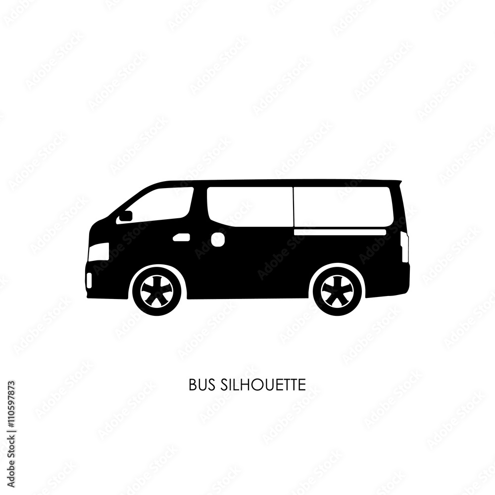Bus black silhouette on a white background