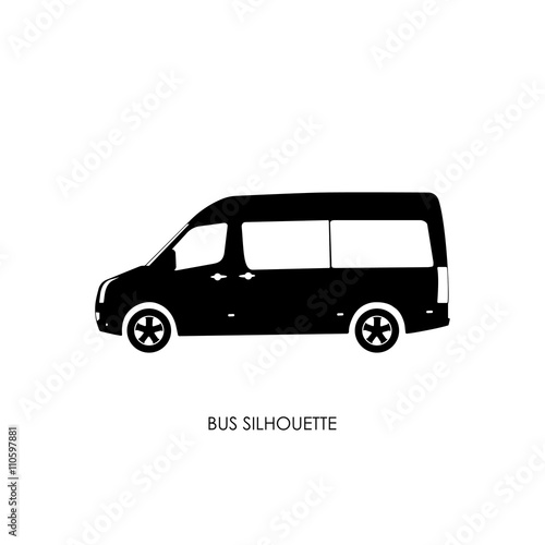 Bus black silhouette on a white background