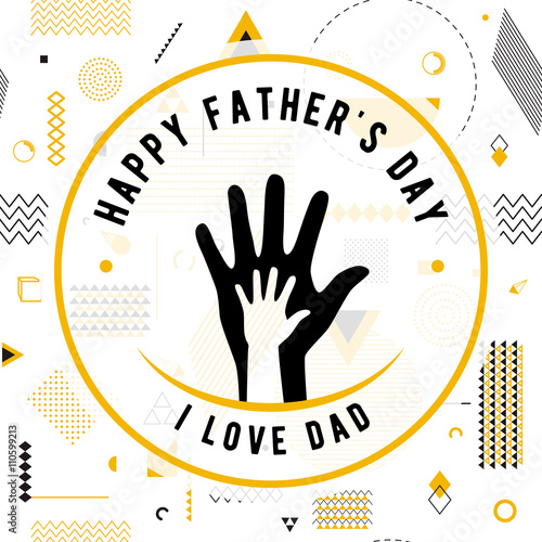 Happy fathers day wishes design vector background on seamless pattern. Fashion father line greeting with hands. Dad poster for print or web. Modern holiday desire. Hipster style