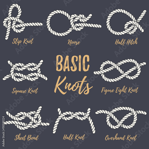 Set of nautical rope knots.