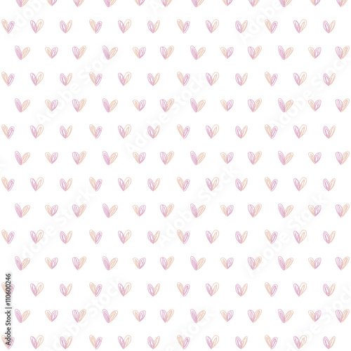 hand drawn rose color heart seamless pattern