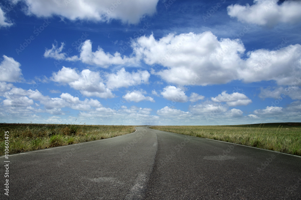 Road with a blue sky