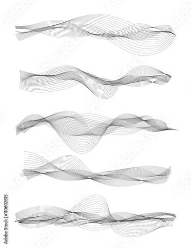 Vector music sound waves set. Audio digital equalizer technology, console panel, pulse musical.