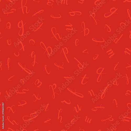 Red vector alphabet seamless pattern. ABC vector Letters