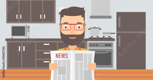 Man reading newspaper.