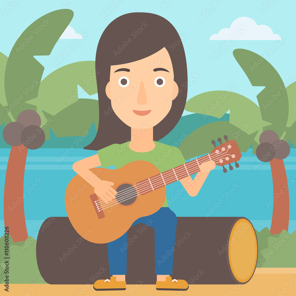 Naklejka premium Woman playing guitar.