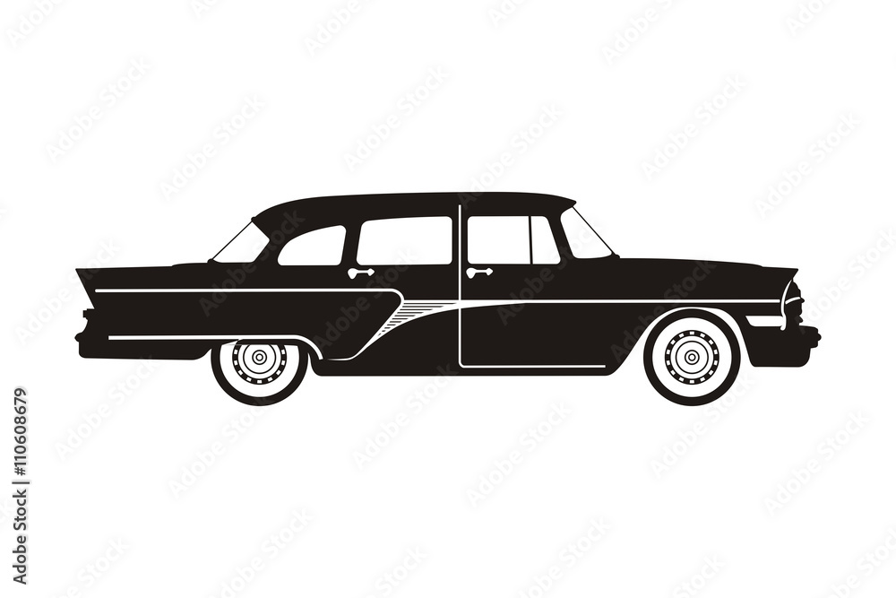 black russian retro car on the white background