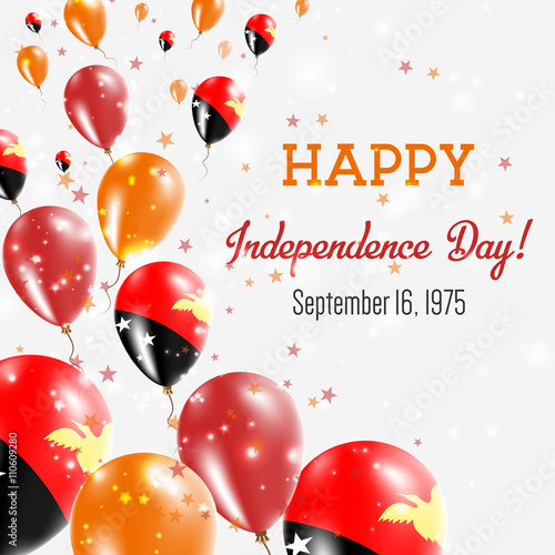 Papua New Guinea Independence Day Greeting Card. Flying Balloons in Papua New Guinea National Colors. Happy Independence Day Papua New Guinea Vector Illustration.