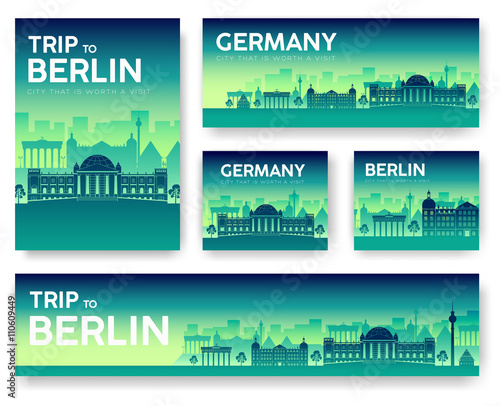 Germany landscape vector banners set. Vector design illustration 