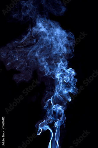 High resolution blue smoke on black background