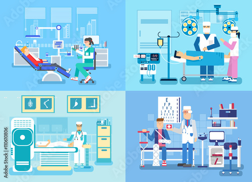 Medical examination doctor set concept. Medical visit to the doctor concept design