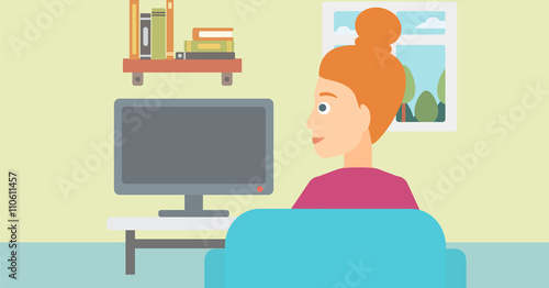 Woman watching TV.