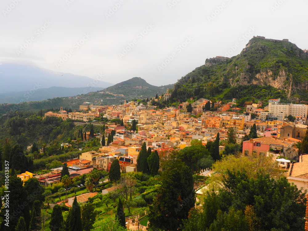 View of the city of Taormina