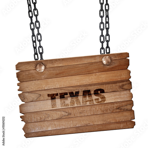 Fototapeta Naklejka Na Ścianę i Meble -   texas, 3D rendering, wooden board on a grunge chain
