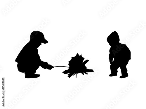 Two children at the bonfire