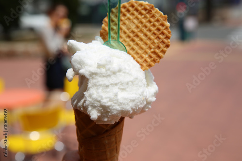 Ice Cream Cone with Lemon Ice Cream