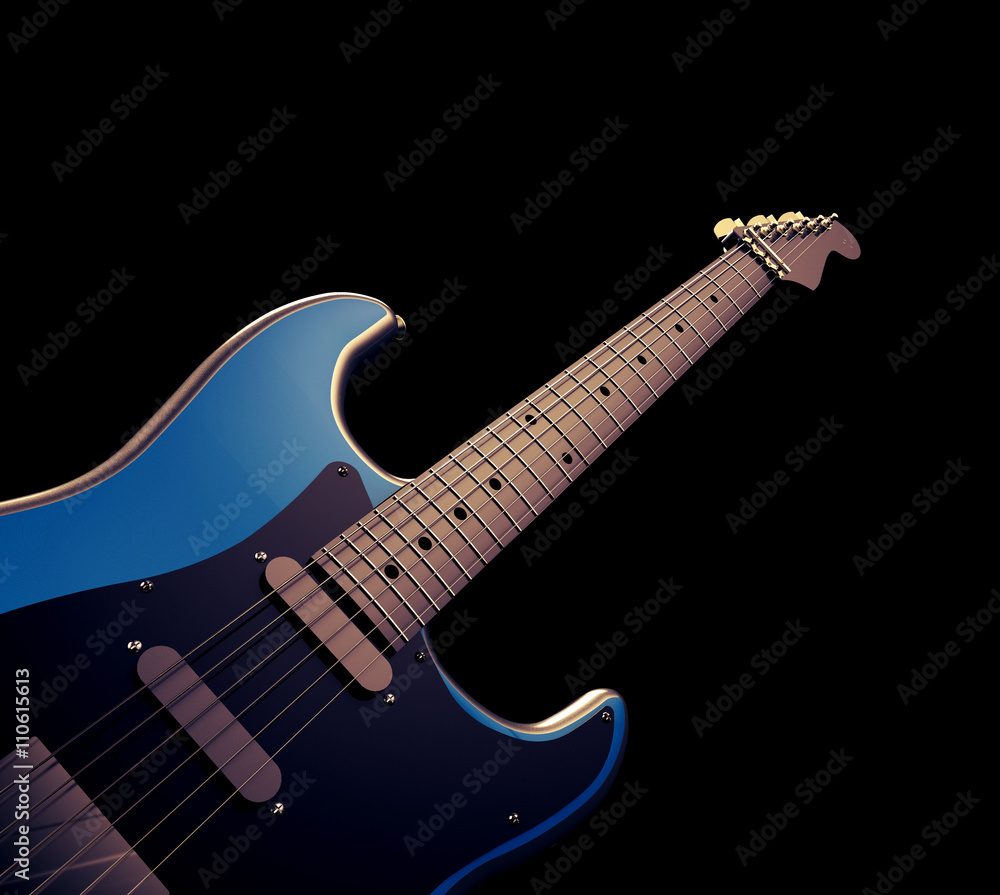Obraz premium Close up Blue Electric guitar Guitar Musical Instrument and Backgrounds