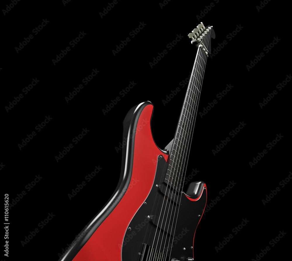 Obraz premium Close up Red Electric guitar Guitar Musical Instrument and Backgrounds