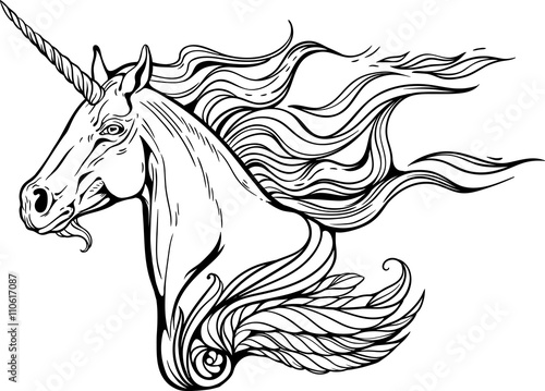 unicorn with mane  of fire.