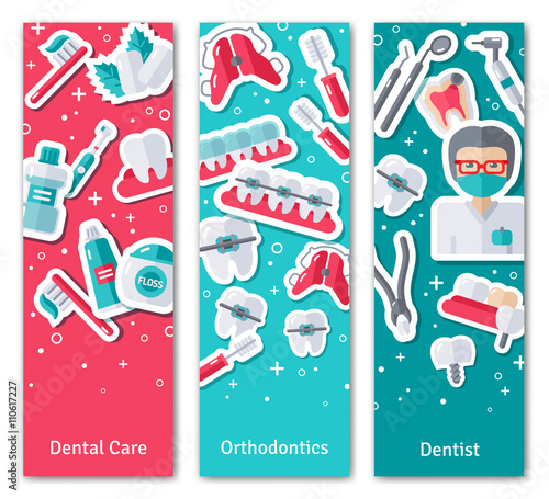 Set of Vertical Banners about Dentistry