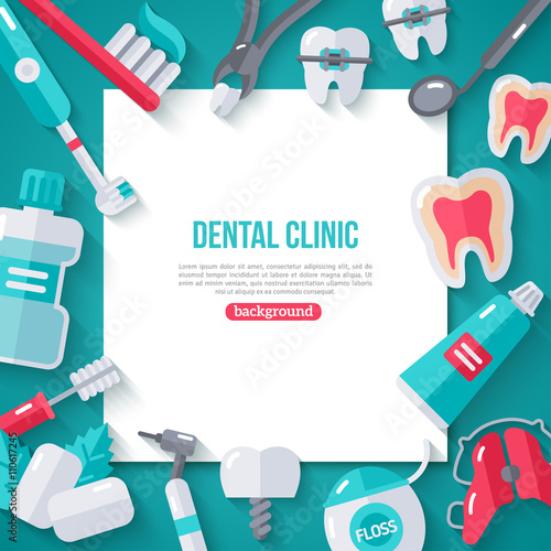 Dentistry Banner With Flat Icons